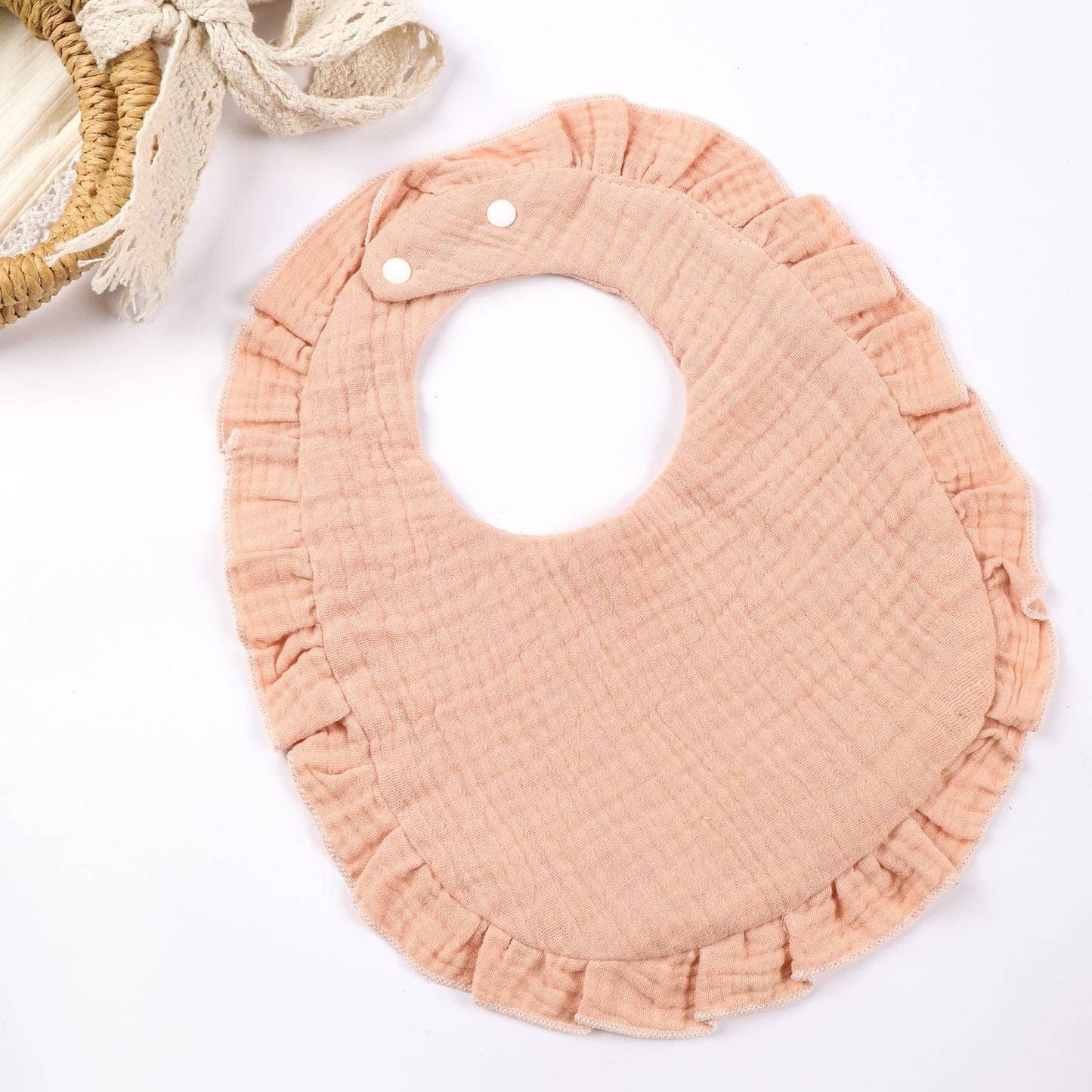 Cotton Baby Bib with Ruffled Edges