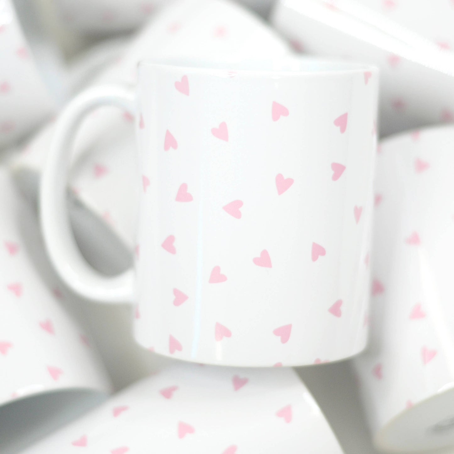 Valentine's Ceramic Mug Pink Red Bows Hearts