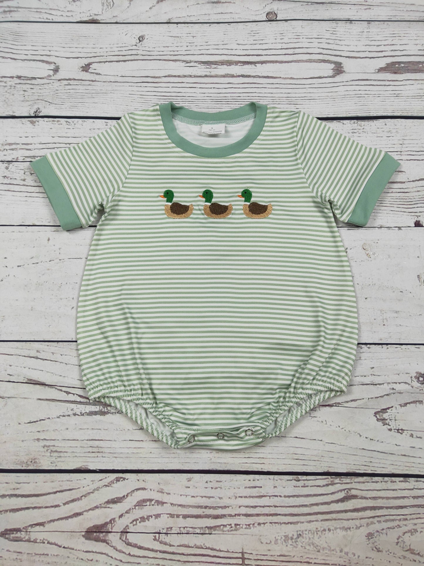 Baby Boy Duck Appliqué Bubble: 0-3M
