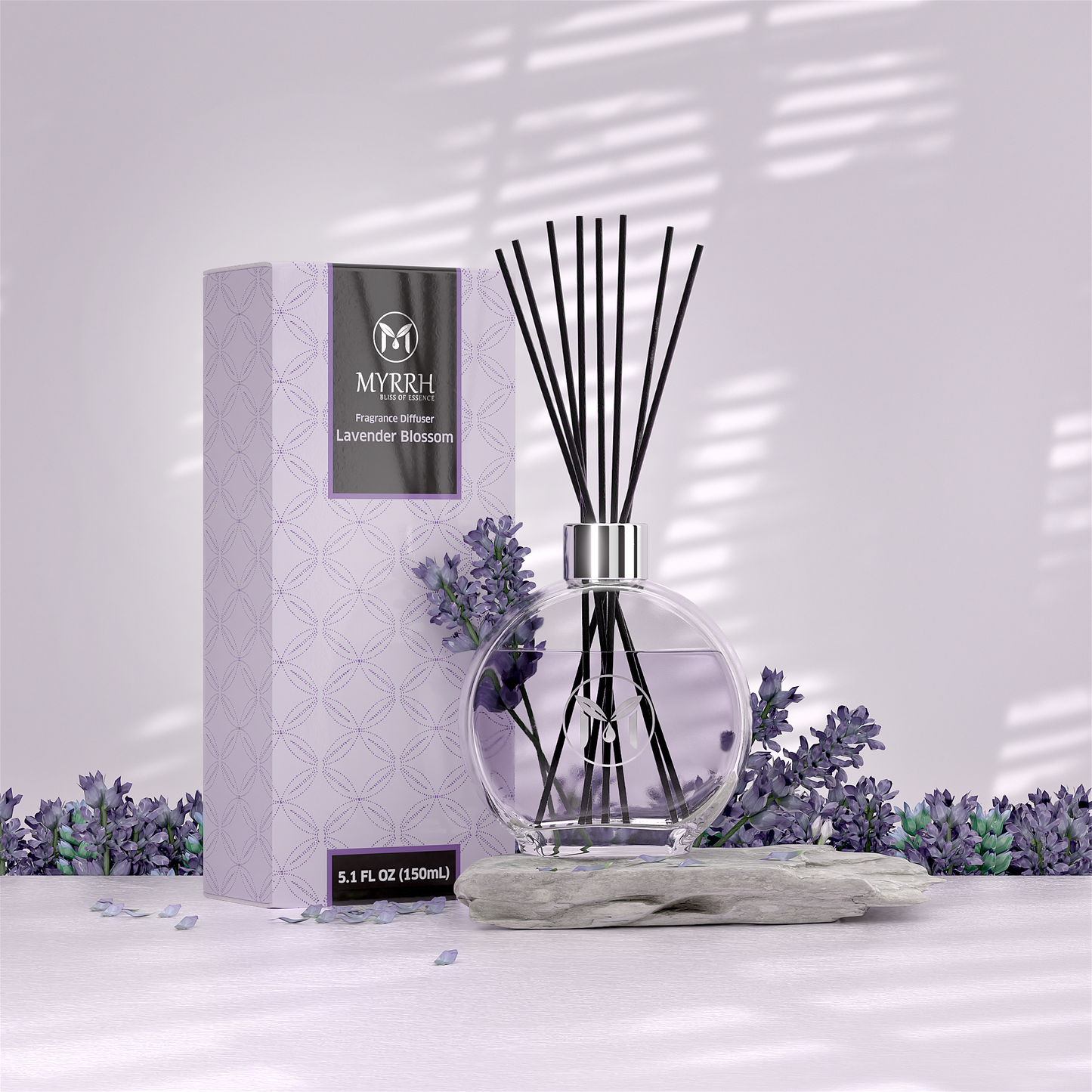 Lavender Blossom Reed Diffuser Set with 8 Rattan Sticks