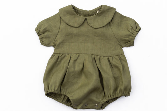 Baby Girl Linen Romper Short sleeve Jumper Outfit