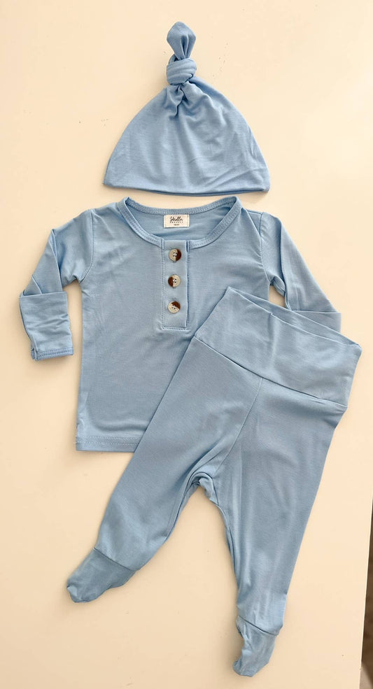Top & Bottom Baby Outfit (Newborn - 3 mo) - Baby Blue