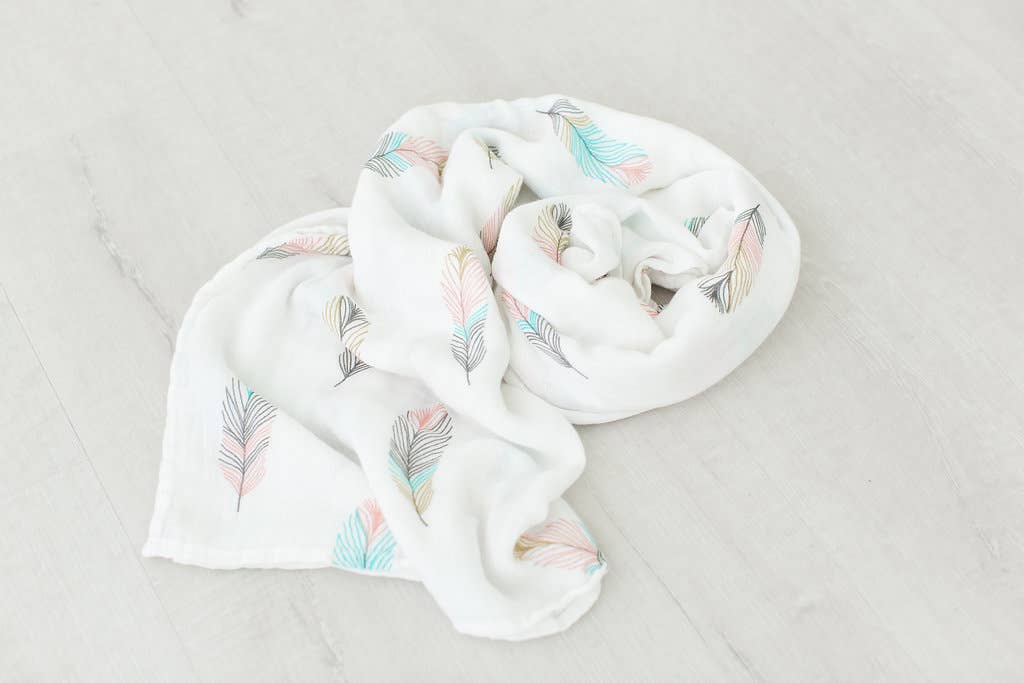 Bamboo and Organic Cotton Muslin Feather Swaddle Blanket