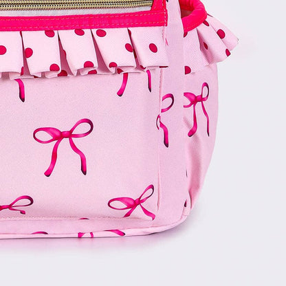 Bow Print Ruffle Backpack