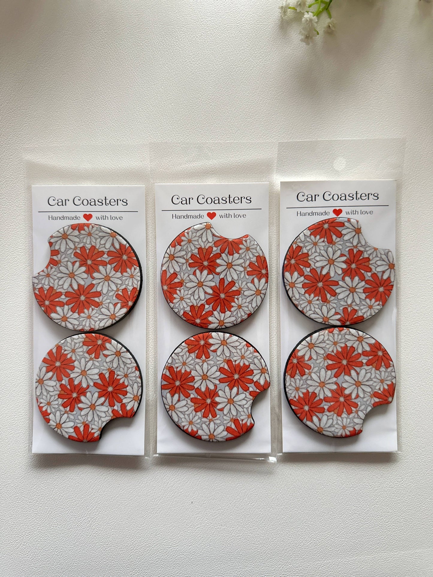 Car Coasters, Set of 2 Car Floral Boho Retro Coasters: #6