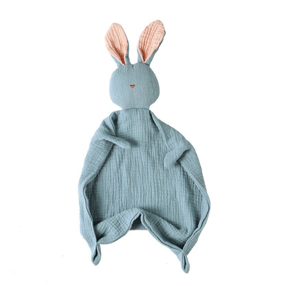Cartoon Bunny Comforter Blanket Cotton Soft Baby Lovey: Navy Blue and Blush