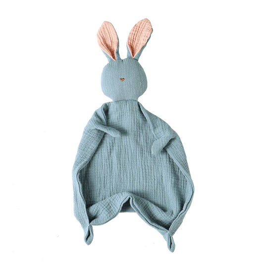Cartoon Bunny Comforter Blanket Cotton Soft Baby Lovey: Navy Blue and Blush
