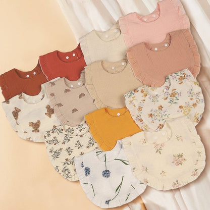 Cotton Baby Bib with Ruffled Edges