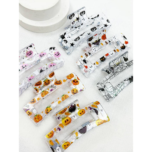 Printed Halloween Theme Hair Claw Clip