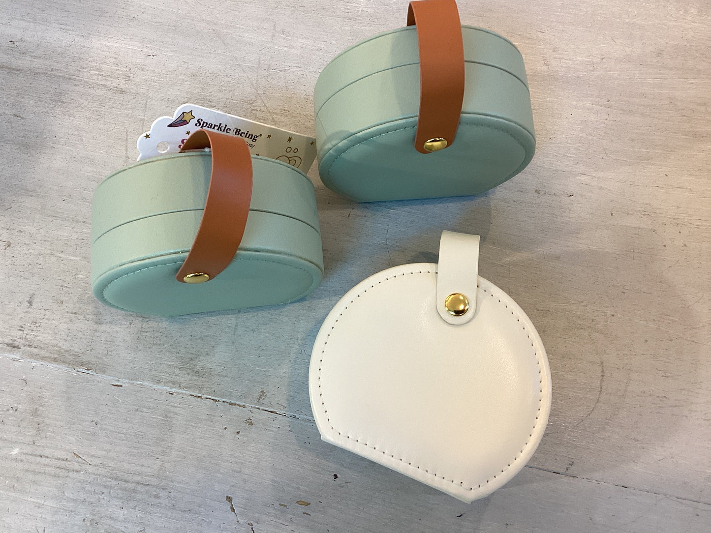 Vegan leather mini portable jewelry storage