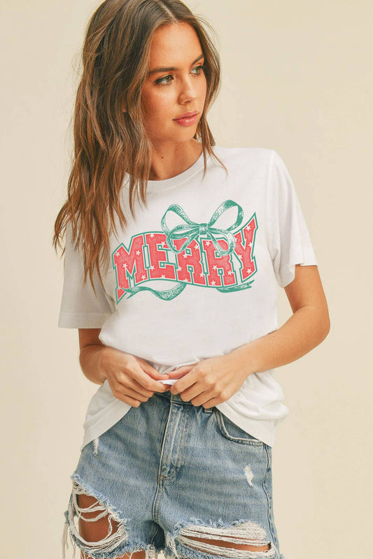 Merry Christmas Bow Graphic Tee