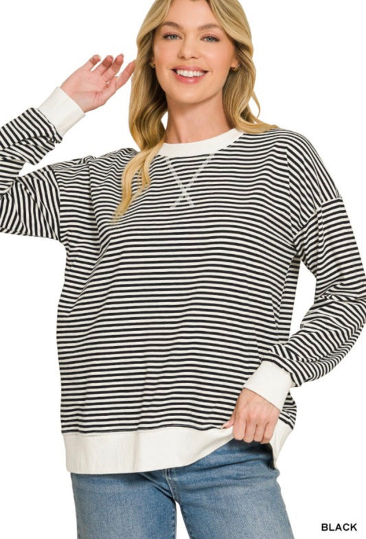 Black striped pullover
