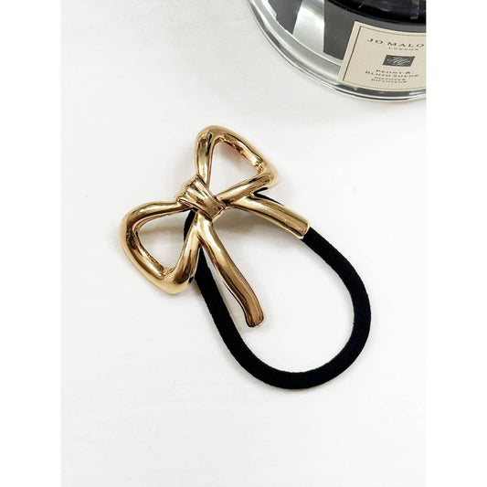 Gold Metal Bow Ponytail Holder