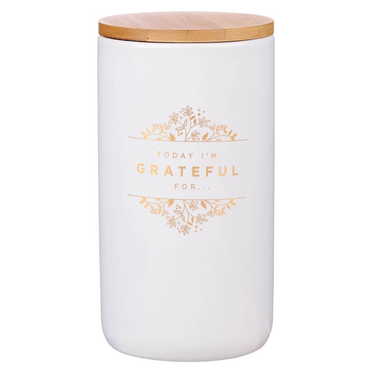 Gratitude Jar w/ Cards Ceramic Today I'm Grateful White/Gold