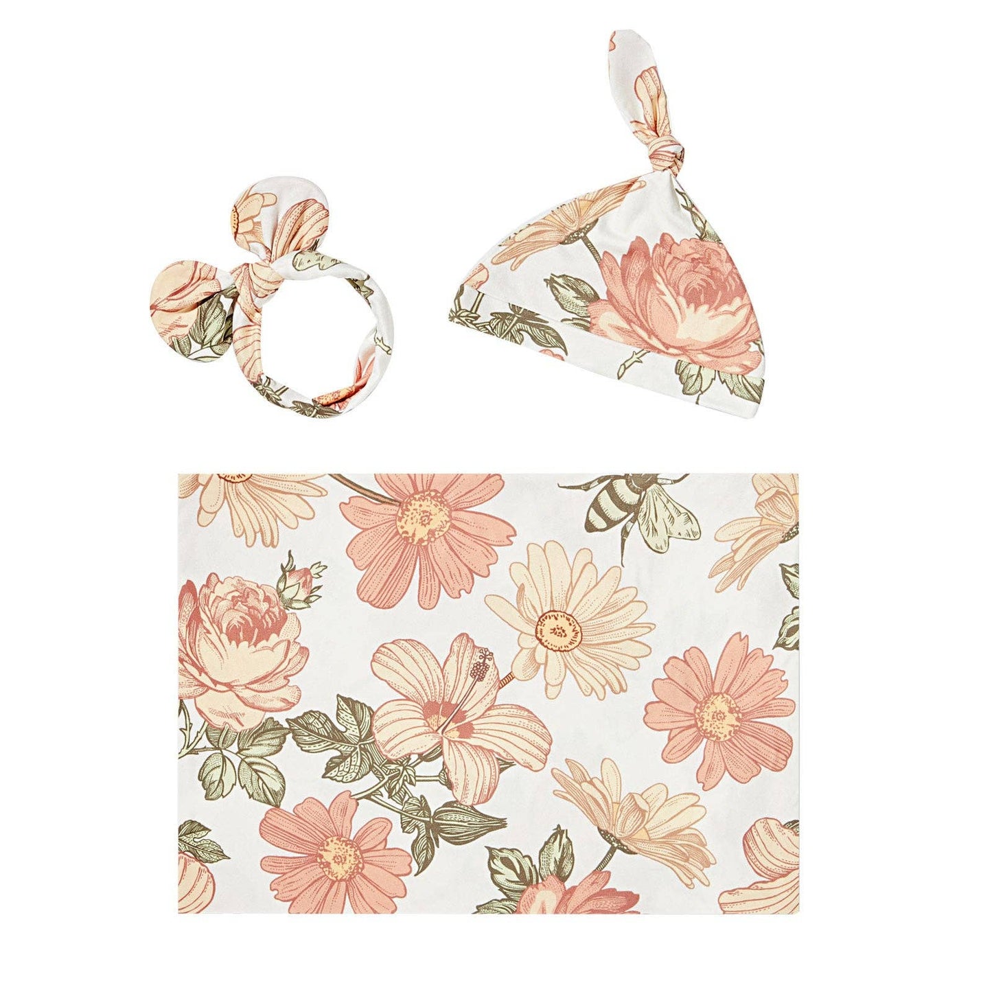 Baby Floral Swaddles Set Soft 0-3 months