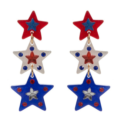 American Flag Designed Starts Post Earrings: ONE SIZE / SV