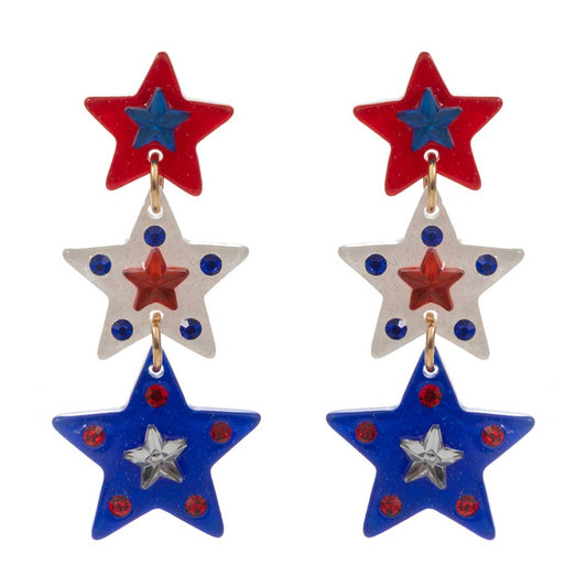 American Flag Designed Starts Post Earrings: ONE SIZE / SV