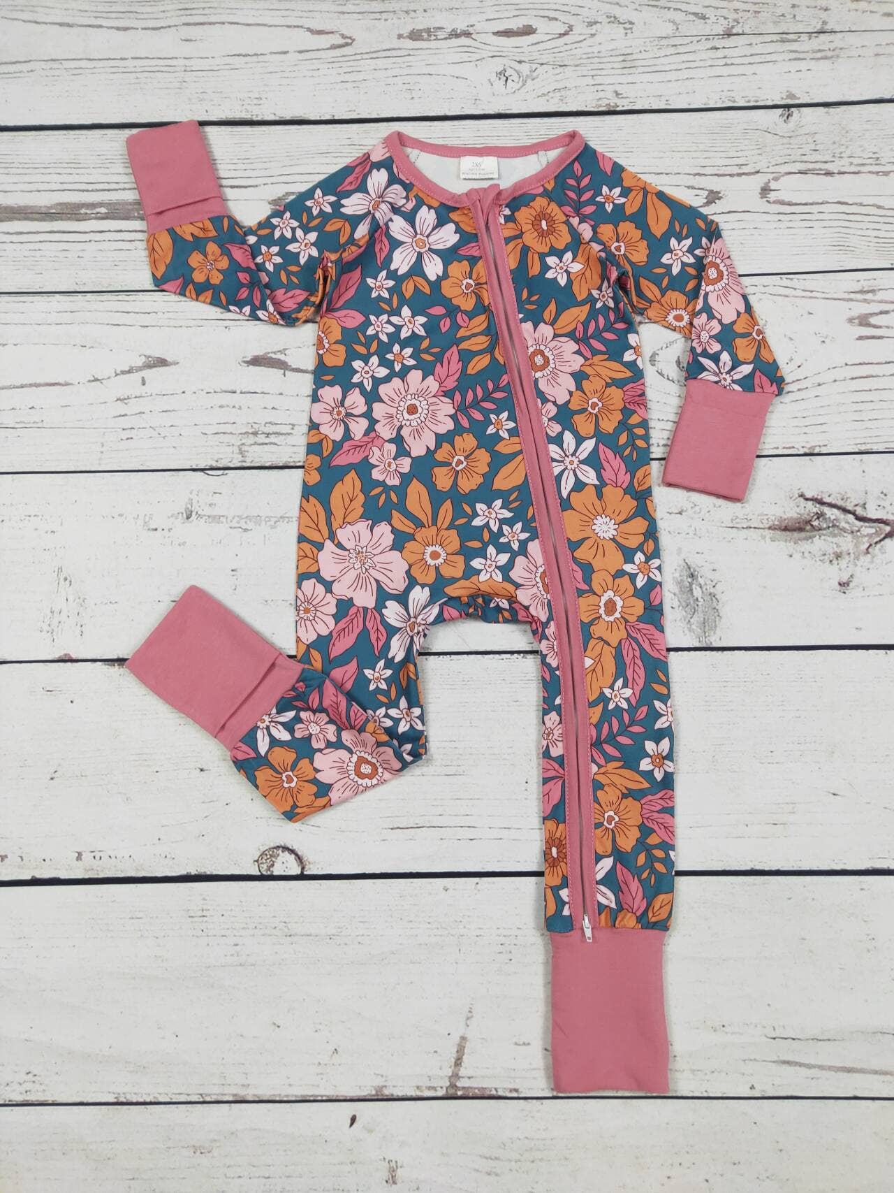 Flower Printed Baby Girl Zippy: 0-3M