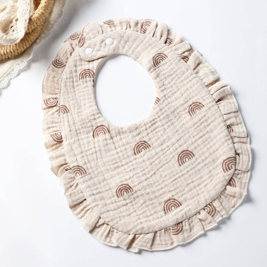 Cotton Baby Bib with Ruffled Edges