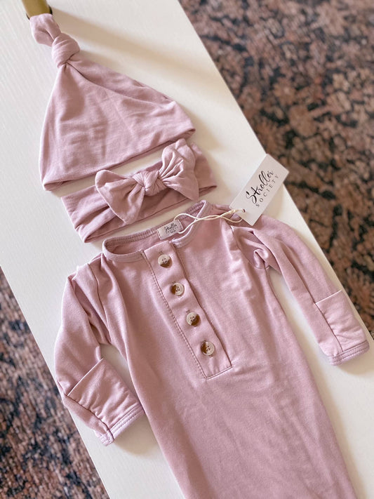 Top & Bottom Baby Outfit (Newborn - 3 mo) - Dusty Rose