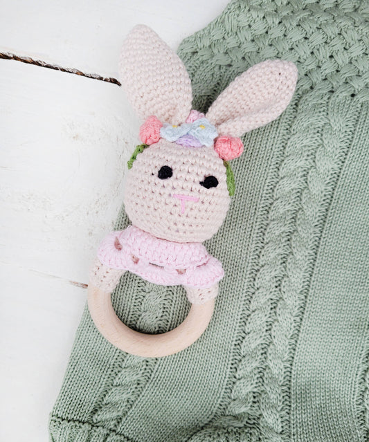 Crochet Bunny Rattle Flower Girl