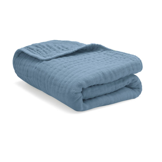 Adult Muslin Cotton Blanket- Pacific Blue